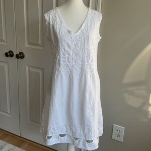 Cotton Natural White Embroidered Dress